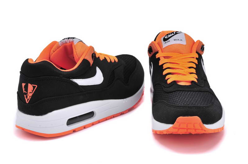 Nike Air Max 1 87 fourrure Chaussures Hommes Noir Orange (2)